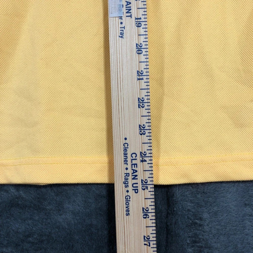 City Focus Polo Shirt Mens M Yellow‎ Long Sleeve Striped Trim Pique